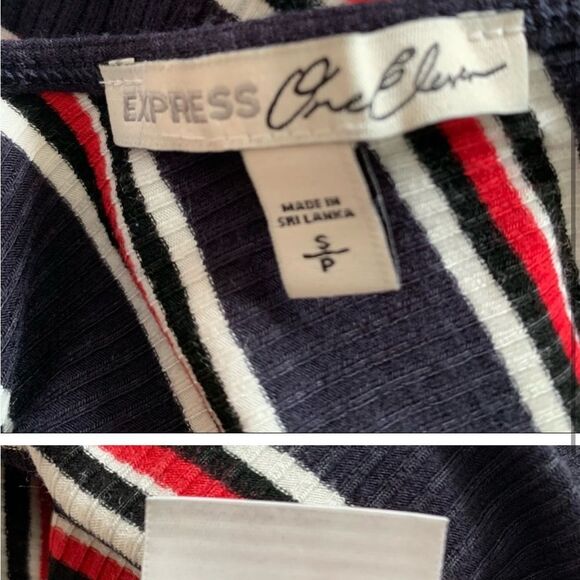 Express Navy Stripe Rib Knit Tank Top - Picture 3 of 3